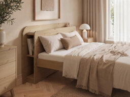 Noomi Evie Storage Bed With Headboard, Kingsize, Oak - thumbnail 3