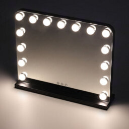 Living And Home Black Hollywood Makeup Vanity Mirror With 15 Dimmable Led Bulbs, 3 Color Lighting, Touch Control 50Cm (W) X 40Cm (H) - thumbnail 3