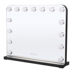 Living And Home Black Hollywood Makeup Vanity Mirror With 15 Dimmable Led Bulbs, 3 Color Lighting, Touch Control 50Cm (W) X 40Cm (H) - thumbnail 4