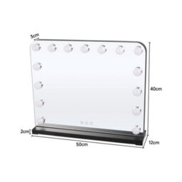 Living And Home Black Hollywood Makeup Vanity Mirror With 15 Dimmable Led Bulbs, 3 Color Lighting, Touch Control 50Cm (W) X 40Cm (H) - thumbnail 5