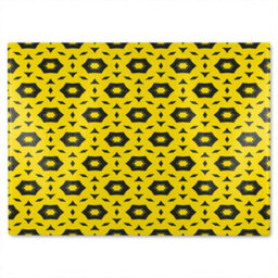 Benjamin Tate Design Yellow & Black Geometric Pattern Glass Chopping Boarddesigner Style