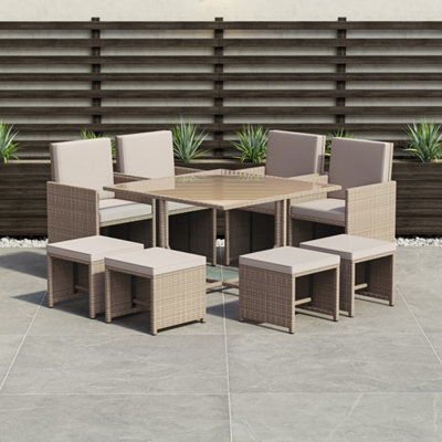 Lassic Garden Vida Cuba Natural 8 Seater Rattan Garden Outdoor Ukfr Bistro Set - image 1