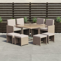 Lassic Garden Vida Cuba Natural 8 Seater Rattan Garden Outdoor Ukfr Bistro Set - thumbnail 1