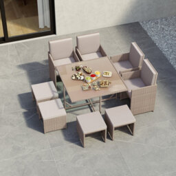 Lassic Garden Vida Cuba Natural 8 Seater Rattan Garden Outdoor Ukfr Bistro Set - thumbnail 4