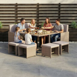 Lassic Garden Vida Cuba Natural 8 Seater Rattan Garden Outdoor Ukfr Bistro Set - thumbnail 2