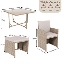 Lassic Garden Vida Cuba Natural 8 Seater Rattan Garden Outdoor Ukfr Bistro Set - thumbnail 3