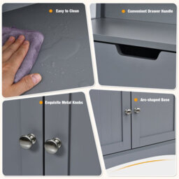 Costway Grey Freestanding Bathroom Storage Cabinet W/ 1 Drawer & 2 Doors - thumbnail 6