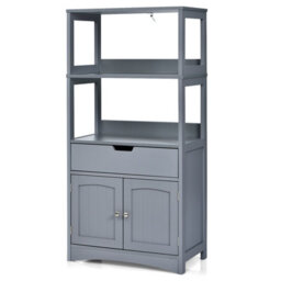Costway Grey Freestanding Bathroom Storage Cabinet W/ 1 Drawer & 2 Doors - thumbnail 1