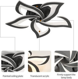 Pheashine Black Petals Design Acrylic 60Cm 60W 3000K Warm White Led Ceiling Light - thumbnail 5