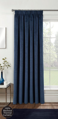 Enhanced Living Navy Velvet, Supersoft, 100% Blackout, Thermal (Single) Door Curtain With Tape Top - 66 X 84 Inch (168X214Cm) - image 1