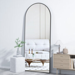 Cassilando Sleek Black Full Length Mirror 162Cm X 53Cm/63.77X20.86 In  Arch Design For Bedroom Entry Floor Standing Or Leaning - thumbnail 1