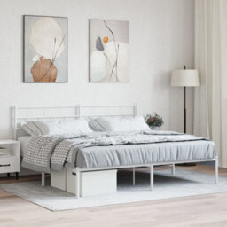 Berkfield Metal Bed Frame With Headboard White 193X203 Cm - thumbnail 1
