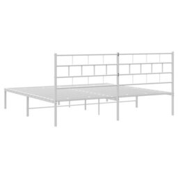 Berkfield Metal Bed Frame With Headboard White 193X203 Cm - thumbnail 7