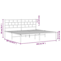 Berkfield Metal Bed Frame With Headboard White 193X203 Cm - thumbnail 9