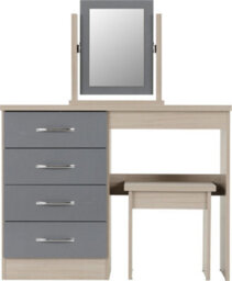 Seconique Nevada 4 Drawer Dressing Table Set Grey Stool And Mirror - thumbnail 3
