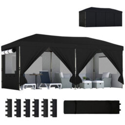 Outsunny 3 X 6 M Pop Up Gazebo, Upf50+ Wedding Party Tent Marquee, Black - thumbnail 2