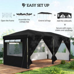 Outsunny 3 X 6 M Pop Up Gazebo, Upf50+ Wedding Party Tent Marquee, Black - thumbnail 8