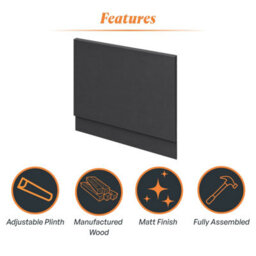 Plum&clay Delaware Charcoal Grey End Bath Panel Adjustable Plinth (W)800mm - thumbnail 5
