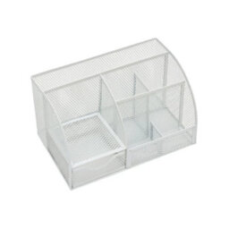 White Mesh Desk Stationary Organiser Metal Tidy Pen Pencil Torage Holder Office School - thumbnail 2