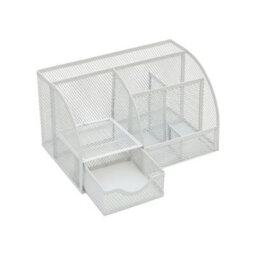 White Mesh Desk Stationary Organiser Metal Tidy Pen Pencil Torage Holder Office School - thumbnail 3