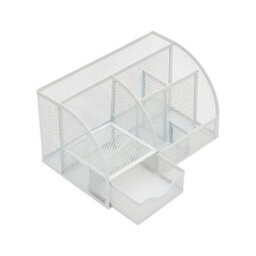 White Mesh Desk Stationary Organiser Metal Tidy Pen Pencil Torage Holder Office School