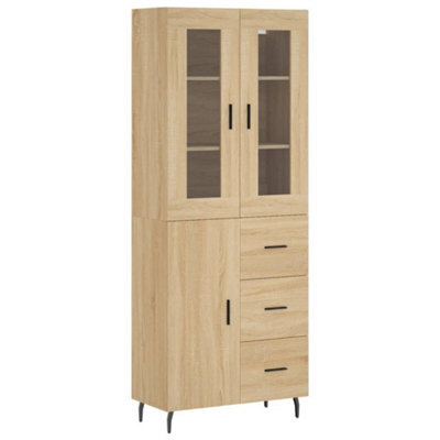 Berkfield Elegant Highboard Sonoma Oak 69.5X34X180 Cm Engineered Wood - image 1