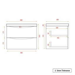 Rinse Bathrooms 800mm Matt Blue Wall Hung 2 Drawer Vanity Unit Basin Bathroom Storage Furniture - thumbnail 6