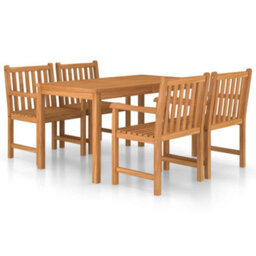 Berkfield 5 Piece Garden Dining Set Solid Teak Wood - thumbnail 2