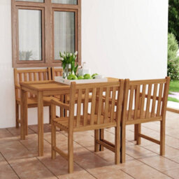Berkfield 5 Piece Garden Dining Set Solid Teak Wood