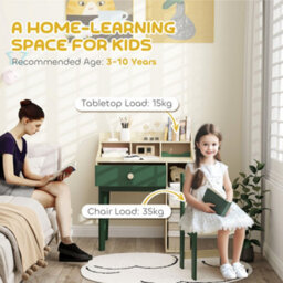 Aiyaplay Kids Desk And Chair Set With Storage Shelves, Drawer, Green - thumbnail 7