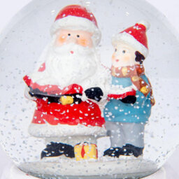 Shatchi Musical Christmas Snowglobe Large Water Ball Features Christmas Santa Kids Scene House Resin Base- 10X15Cm - thumbnail 4