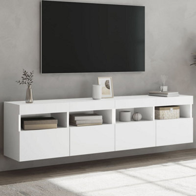 Walplus Tv Wall Cabinets With Led Lights 2 Pcs White 80X30X40 Cm - image 1
