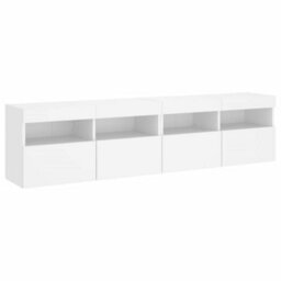 Walplus Tv Wall Cabinets With Led Lights 2 Pcs White 80X30X40 Cm - thumbnail 3