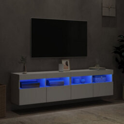 Walplus Tv Wall Cabinets With Led Lights 2 Pcs White 80X30X40 Cm - thumbnail 4