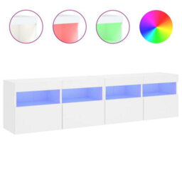 Walplus Tv Wall Cabinets With Led Lights 2 Pcs White 80X30X40 Cm - thumbnail 2
