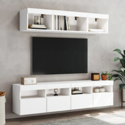 Walplus Tv Wall Cabinets With Led Lights 2 Pcs White 80X30X40 Cm - thumbnail 6