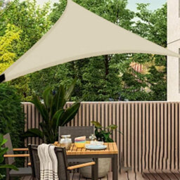 Beige 6X6X6M Triangular Shade Sail Waterproof Foldable - thumbnail 5