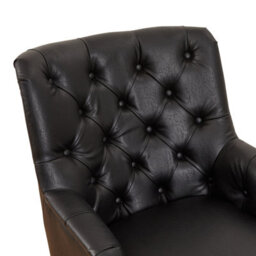 The Furniture Market Chatsworth Black Faux Leather Fabric Deep Button Upholstered Armchair - Black Painted Hardwood Legs - Comfortable Foam Cushioning - thumbnail 6
