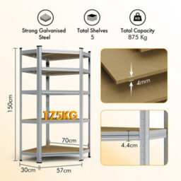 Vonhaus 5 Tier Corner Garage Shelving Unit - thumbnail 7