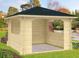 Large Wooden Gazebo Hot Tub Cover, Hipped Roof, 40mm Thick Log Cabin Style Walls & Free Felt Tiles (3.0X3.0M) - thumbnail 1