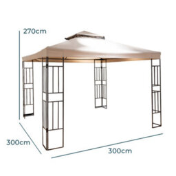 Jack Stonehouse Jsh 3M Gazebo Classical Outdoor 2 Tier Roof Garden Patio Canopy Marquee Shelter In Steel & Polyester With Decorative Frame Beige - thumbnail 2