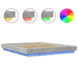 Berkfield Bed Frame With Led Lights Without Mattress Concrete Grey 150X200Cm - thumbnail 8