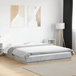 Berkfield Bed Frame With Led Lights Without Mattress Concrete Grey 150X200Cm - thumbnail 1