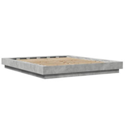 Berkfield Bed Frame With Led Lights Without Mattress Concrete Grey 150X200Cm - thumbnail 7