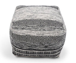 Littens Black Geometric Handwoven Chunky Cotton Square Pouffe Seat Bean Bag Footstool 50Cm X 50Cm X 35Cm - thumbnail 4