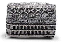 Littens Black Geometric Handwoven Chunky Cotton Square Pouffe Seat Bean Bag Footstool 50Cm X 50Cm X 35Cm - thumbnail 5