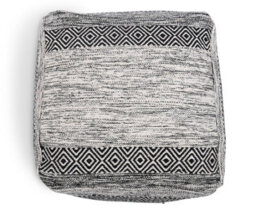 Littens Black Geometric Handwoven Chunky Cotton Square Pouffe Seat Bean Bag Footstool 50Cm X 50Cm X 35Cm - thumbnail 6