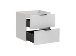 Impact Furniture Bathroom Vanity Unit 600mm White Cabinet Modern Wall Hung Floating Drawers Ribbed Fluted Adel - thumbnail 2