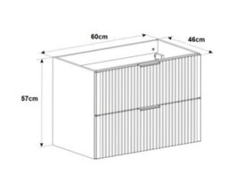 Impact Furniture Bathroom Vanity Unit 600mm White Cabinet Modern Wall Hung Floating Drawers Ribbed Fluted Adel - thumbnail 4