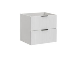 Impact Furniture Bathroom Vanity Unit 600mm White Cabinet Modern Wall Hung Floating Drawers Ribbed Fluted Adel - thumbnail 5